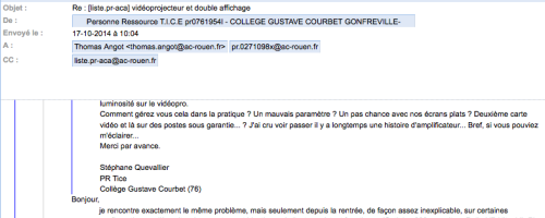Affichage des messages et des pièces jointes.