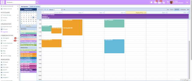 Affichage agendas